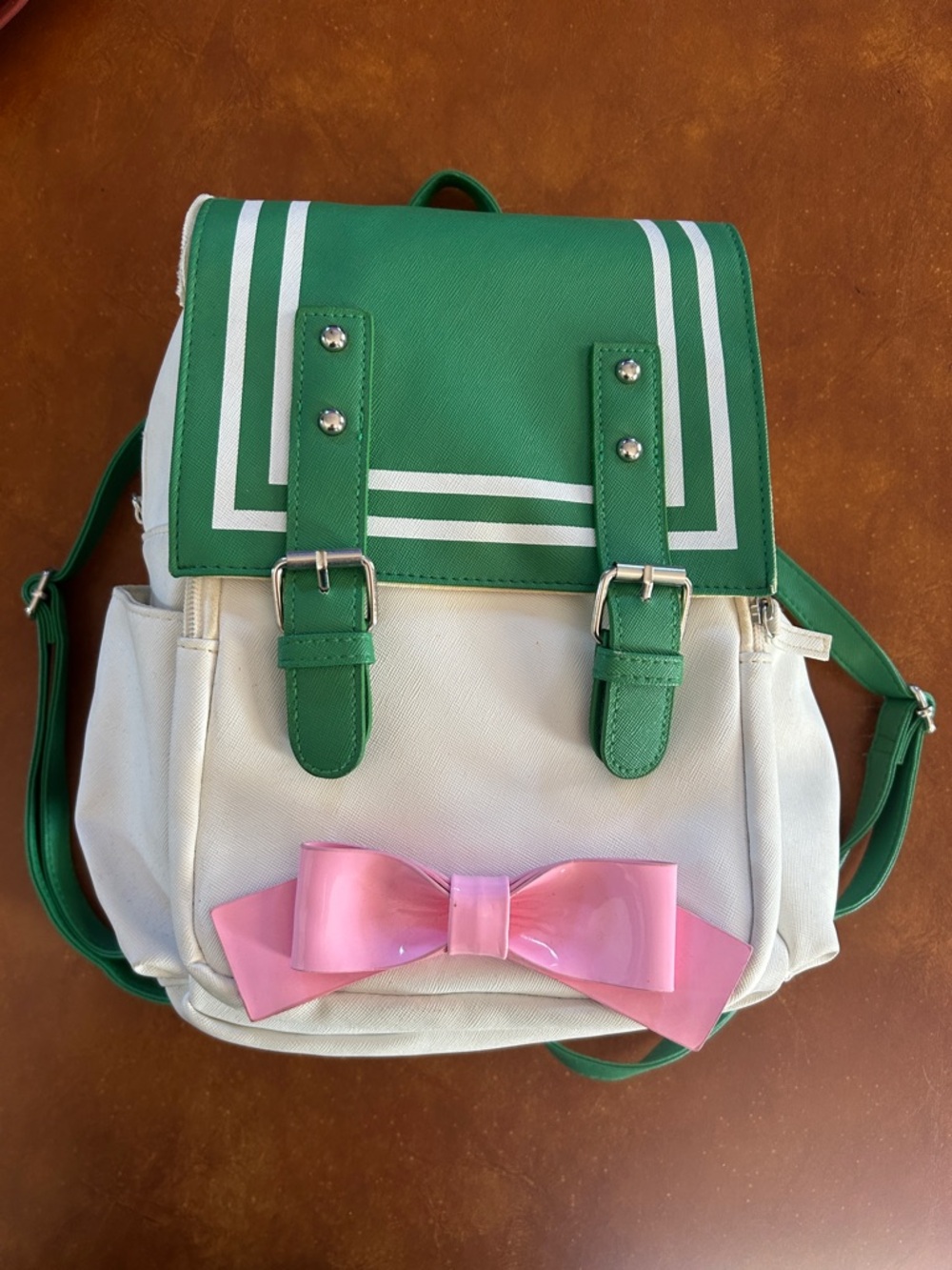 Sailor Moon Inspired Green & White Bow Accent Women's Backpack - Unbranded